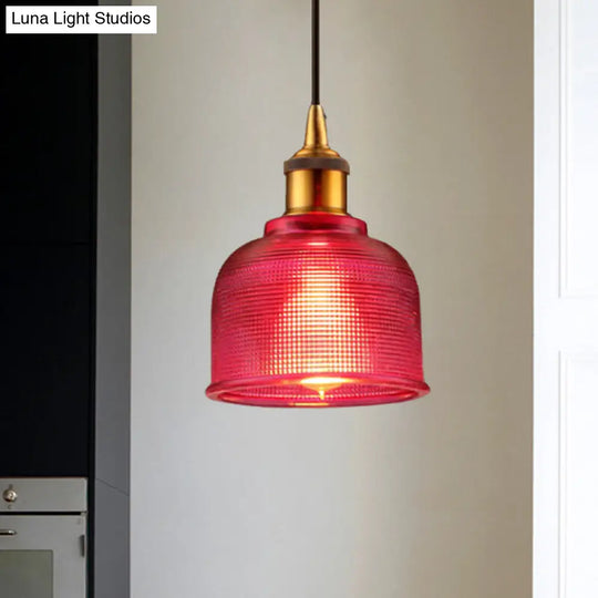 Grid Glass Pendant Light With Stylish Traditional Cup Shade Perfect For Living Room And Cafe Rose