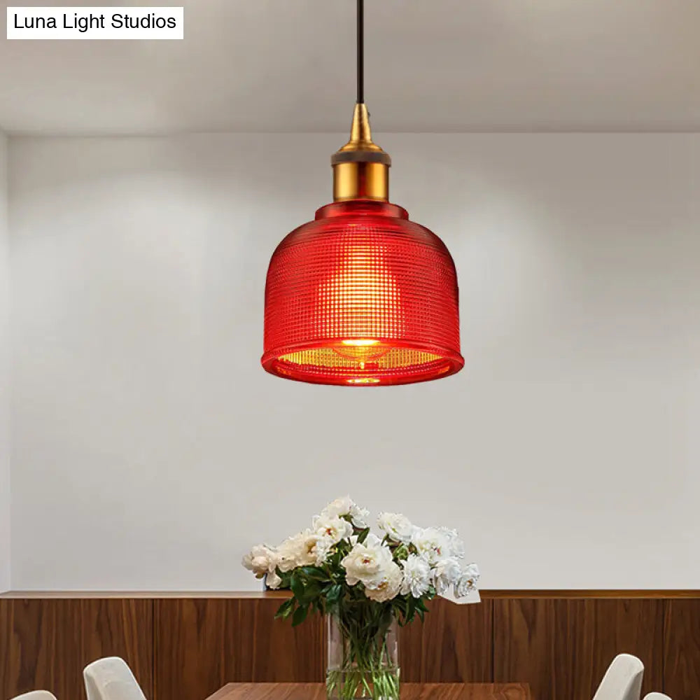Grid Glass Pendant Light With Stylish Traditional Cup Shade Perfect For Living Room And Cafe