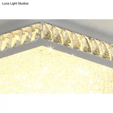 Stylish Hexagon Ceiling Mount Light With Clear Crystals - Perfect For Foyers