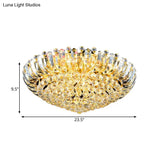 Stylish Led Crystal Orb Flush Mount Chandelier In Gold