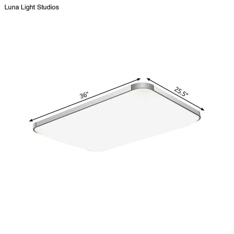 Stylish Led Flush Mount Light - Rectangular 25.5’/32’ Width Sliver Finish Ideal For Living Room