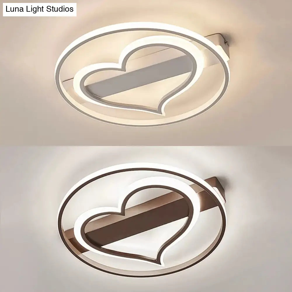 Stylish Loving Heart Acrylic Flush Ceiling Light For Study Room - Modern Design