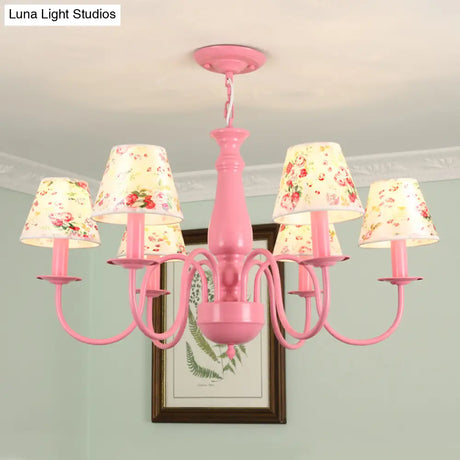 Stylish Macaron-Colored Metal Chandelier For Child Bedroom - Nordic Hanging Light