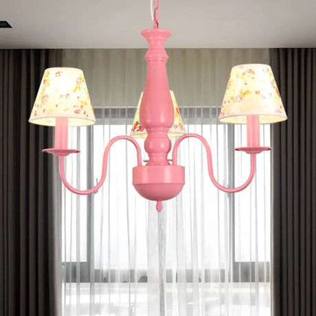 Stylish Macaron-Colored Metal Chandelier For Child Bedroom - Nordic Hanging Light 3 / Pink