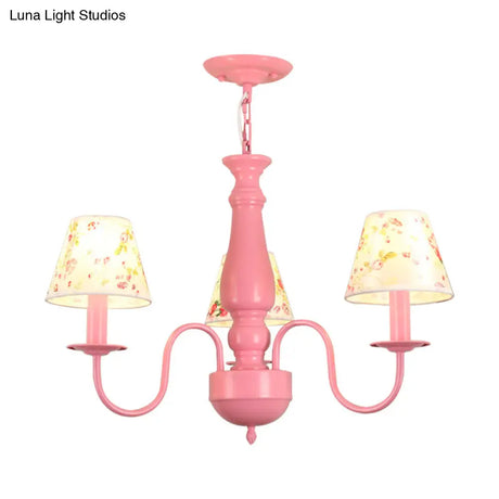 Stylish Macaron-Colored Metal Chandelier For Child Bedroom - Nordic Hanging Light