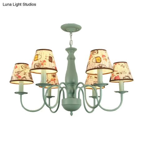 Stylish Macaron-Colored Metal Chandelier For Child Bedroom - Nordic Hanging Light