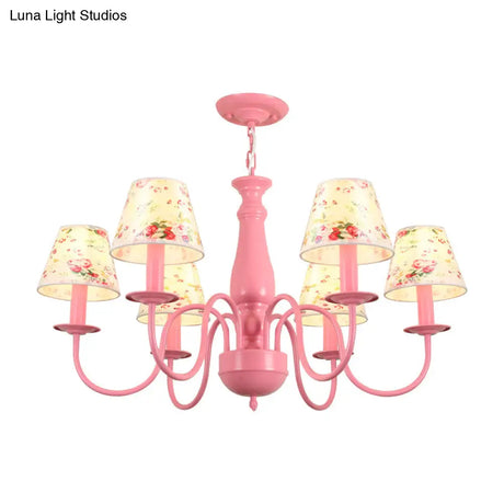 Stylish Macaron-Colored Metal Chandelier For Child Bedroom - Nordic Hanging Light