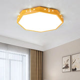 Stylish Macaron Octagon Led Ceiling Lamp For Children’s Bedroom Yellow / White