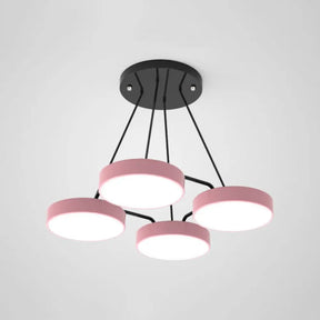 Stylish Macaron Pendant Light For Nursery And Bedroom - Acrylic Round Shade Chandelier 4 / Pink