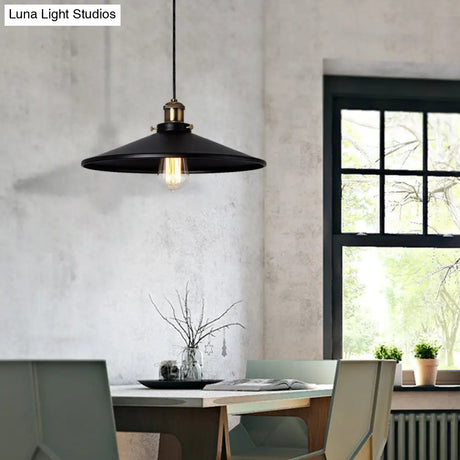Stylish Metallic Saucer Pendant Ceiling Light For Foyer - Loft 8.5’/10’ Diameter 1 Head Black