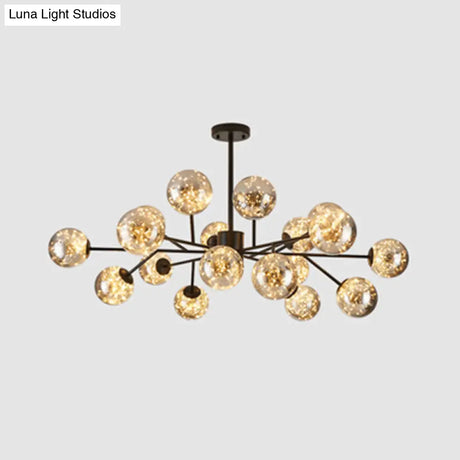 Stylish Minimalist Ball Chandelier - Starry Led Lighting Cognac Glass Bedroom Pendant