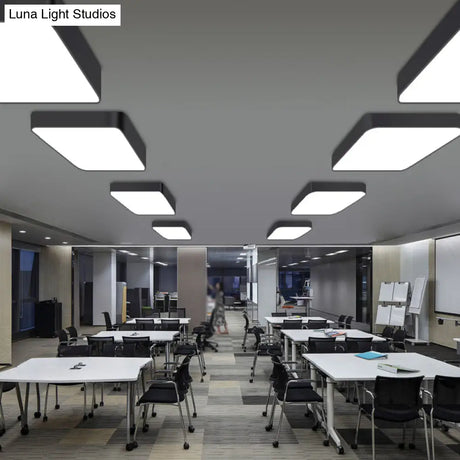 Stylish Office Illumination: Nordic Black Square Led Metal Flush Mount Ceiling Lamp