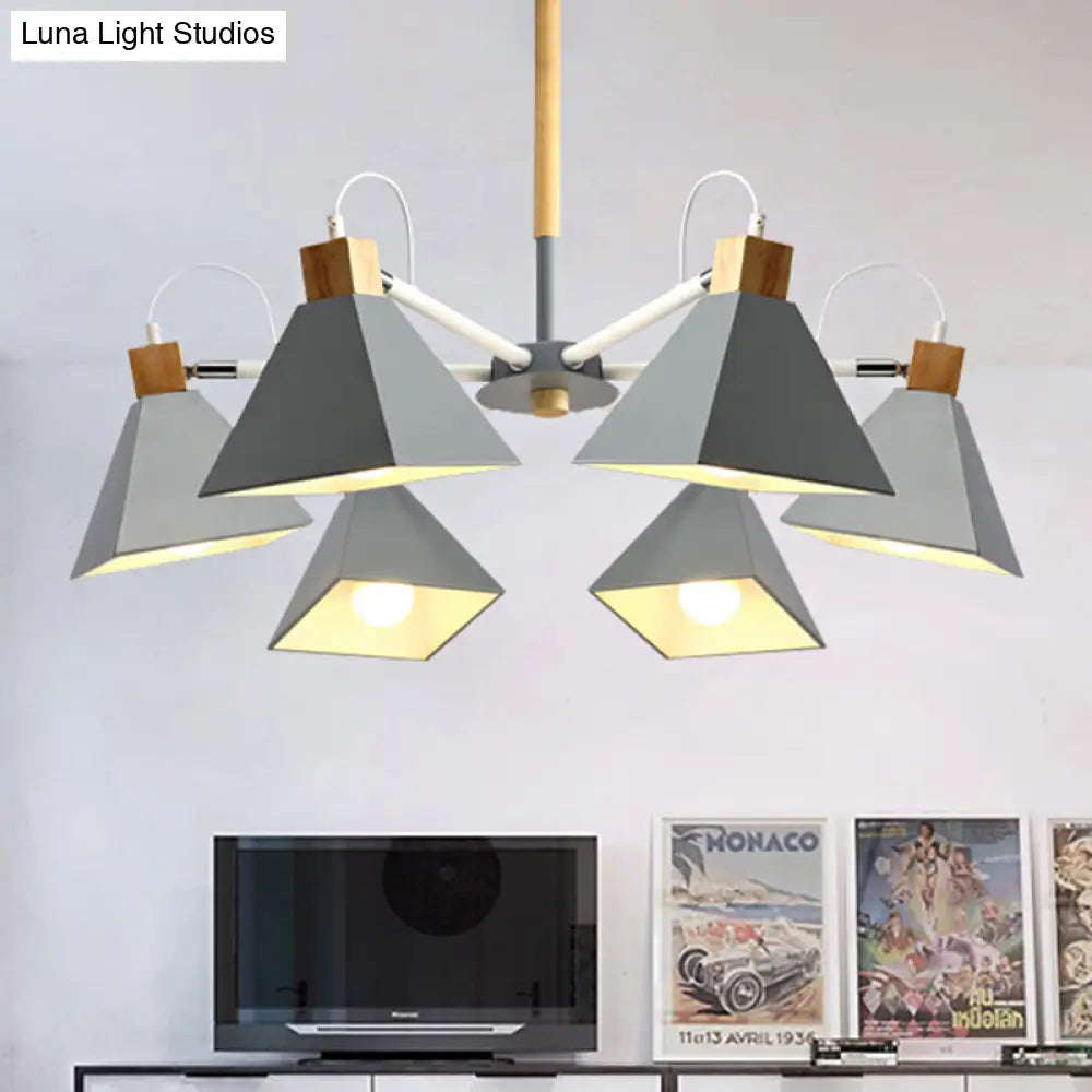 Stylish Rotatable Macaron Wood Chandelier - 6 Lights Ideal For Baby Room Ceiling Pendant