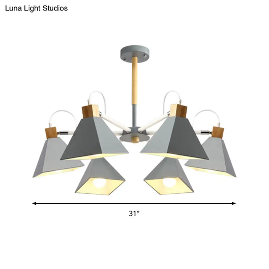 Stylish Rotatable Macaron Wood Chandelier - 6 Lights Ideal For Baby Room Ceiling Pendant