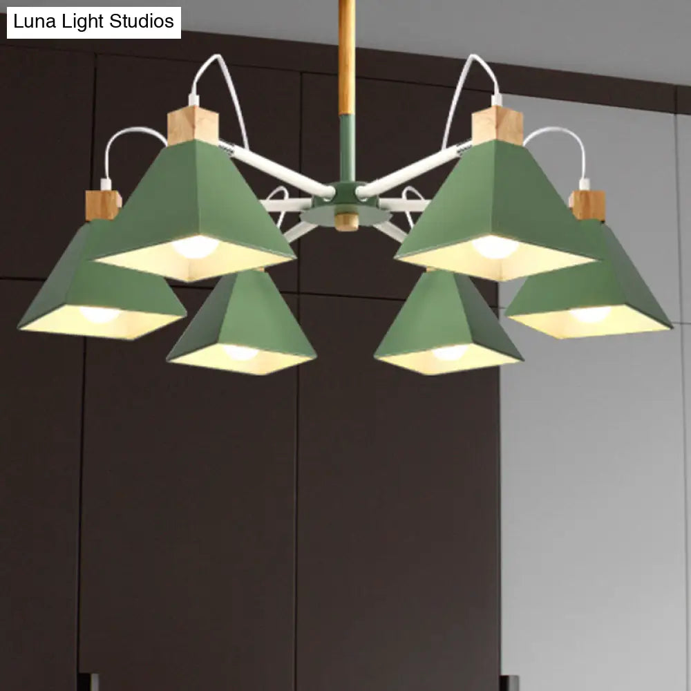 Stylish Rotatable Macaron Wood Chandelier - 6 Lights Ideal For Baby Room Ceiling Pendant