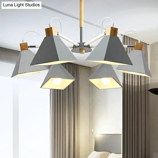 Stylish Rotatable Macaron Wood Chandelier - 6 Lights Ideal For Baby Room Ceiling Pendant