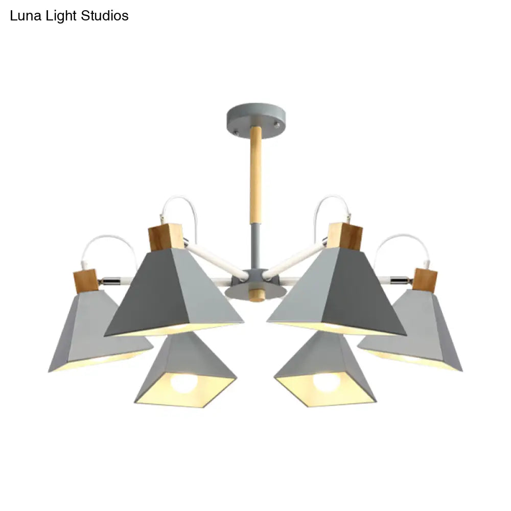 Stylish Rotatable Macaron Wood Chandelier - 6 Lights Ideal For Baby Room Ceiling Pendant