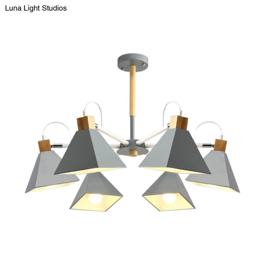 Stylish Rotatable Macaron Wood Chandelier - 6 Lights Ideal For Baby Room Ceiling Pendant