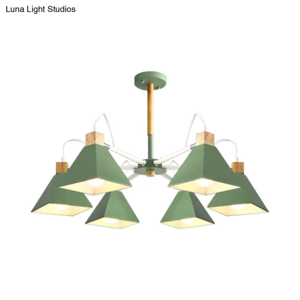 Stylish Rotatable Macaron Wood Chandelier - 6 Lights Ideal For Baby Room Ceiling Pendant
