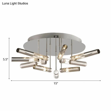 Stylish Sputnik Semi-Flush Light W/ Nine Or Twenty-One Stainless Steel Lights - Ideal For Dining