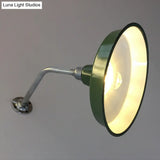 Stylish Vintage Green Metallic Wall Sconce With 1 Bulb - Barn Shade Living Room Lighting 14/16