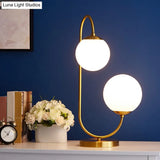 Sulafat - Gold S/C Shaped/Bend Bedside Table Light Metal 1/2-Head Designer Night Lamp In With Ball