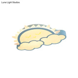 Sun & Cloud Led Ceiling Flush Light Fixture For Kids Room In Yellow/Blue/Pink