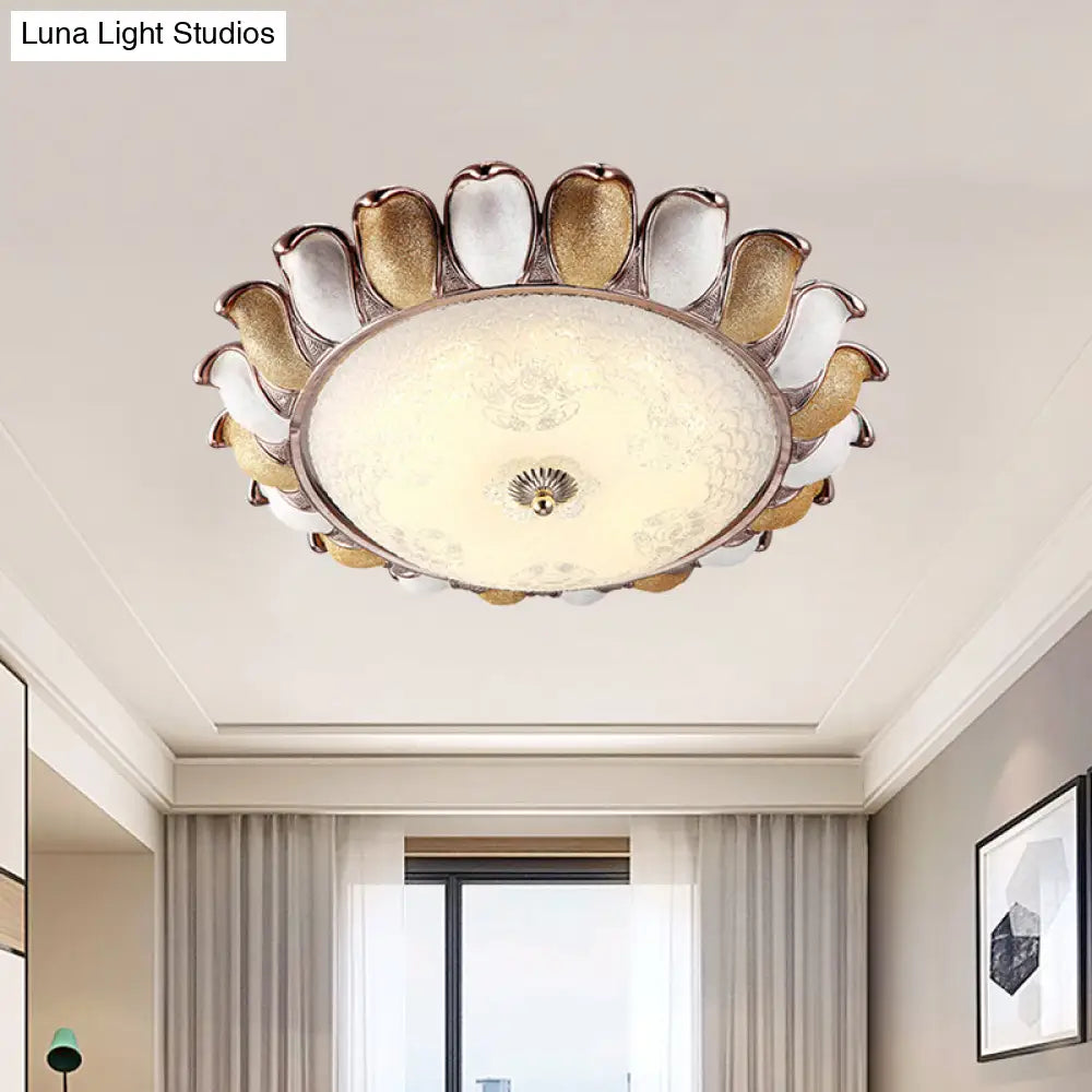 Sunflower Glass Ceiling Lamp: Textured Led Flush Mount 14’/18’/22’ Width Silver/Gold Ideal