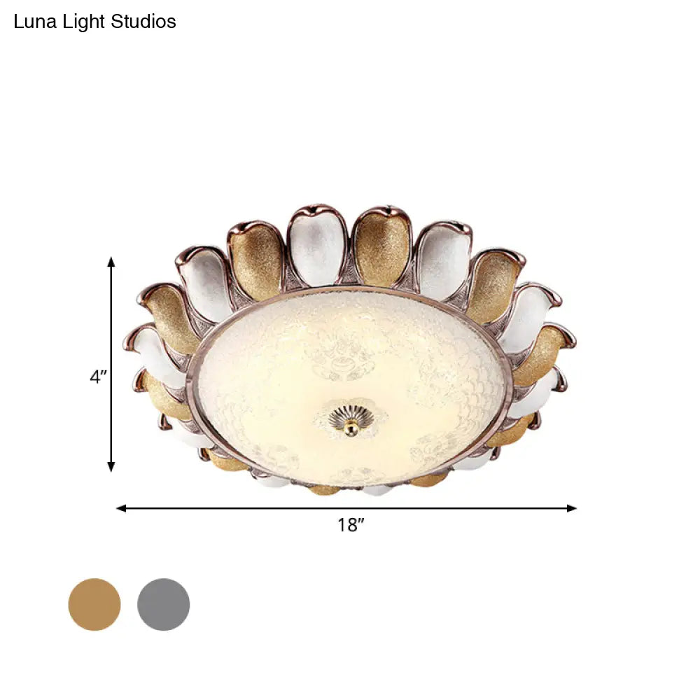 Sunflower Glass Ceiling Lamp: Textured Led Flush Mount 14’/18’/22’ Width Silver/Gold Ideal