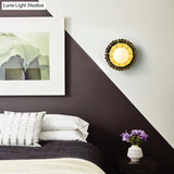 Sunflower Sconce Light Metallic Wall Lamp: Macaron Yellow 1-Light Matte White Glass Ball