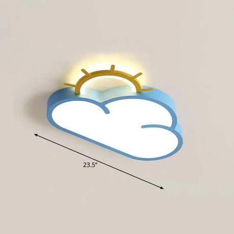 Sunrise Cartoon Led Flushmount Ceiling Light For Kids Bedroom Blue / Remote Control Stepless