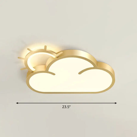Sunrise Cartoon Led Flushmount Ceiling Light For Kids Bedroom Gold / Remote Control Stepless