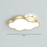 Sunrise Cartoon Led Flushmount Ceiling Light For Kids Bedroom Gold / White Cloud