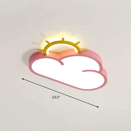 Sunrise Cartoon Led Flushmount Ceiling Light For Kids Bedroom Pink / Remote Control Stepless