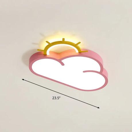 Sunrise Cartoon Led Flushmount Ceiling Light For Kids Bedroom Pink / Warm Sun