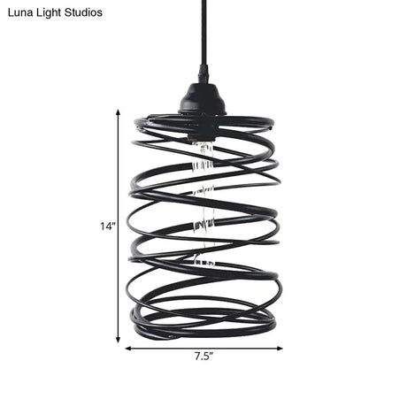 Swirl Shade Pendant Lighting - Industrial Style Metal Ceiling Light Fixture With Ribbon Design In