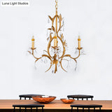 Swirled Gold Arm Chandelier Light - Traditional Design With 4 Lights Metal And Crystal Hanging