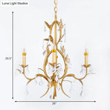 Swirled Gold Arm Chandelier Light - Traditional Design With 4 Lights Metal And Crystal Hanging