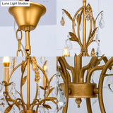 Swirled Gold Arm Chandelier Light - Traditional Design With 4 Lights Metal And Crystal Hanging