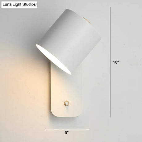 Swivel Cylinder Reading Lamp - Nordic Metal Wall Light With Power Button