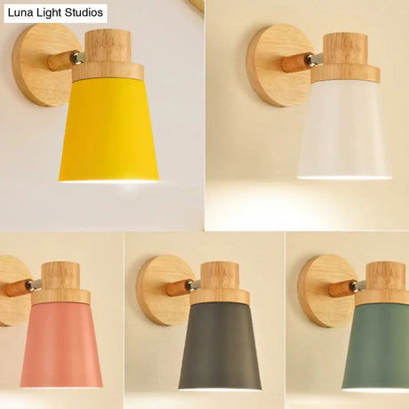 Swivel Macaron Bedside Wall Light Fixture With Metal Shade 1-Bulb Reading