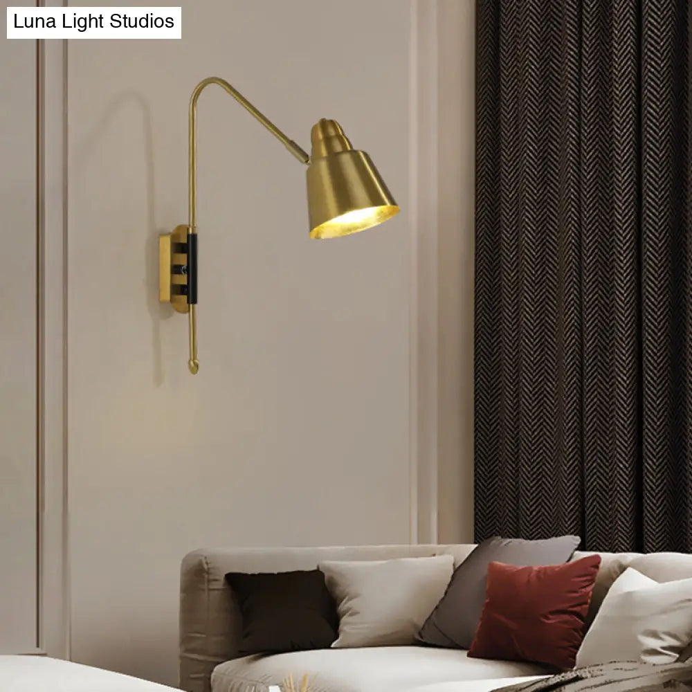 Swivel Shade Wall Mount Light - Sleek Metal Bedside Reading Lamp With V-Shaped Arm