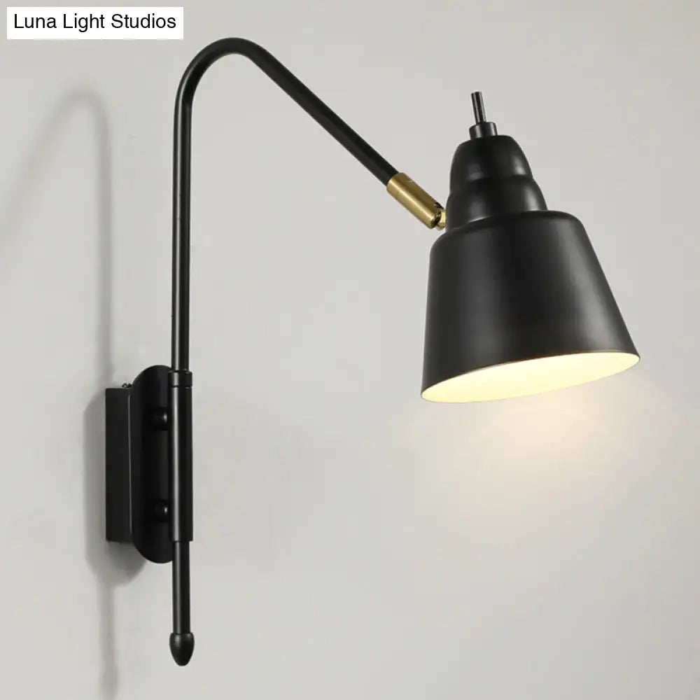 Swivel Shade Wall Mount Light - Sleek Metal Bedside Reading Lamp With V-Shaped Arm