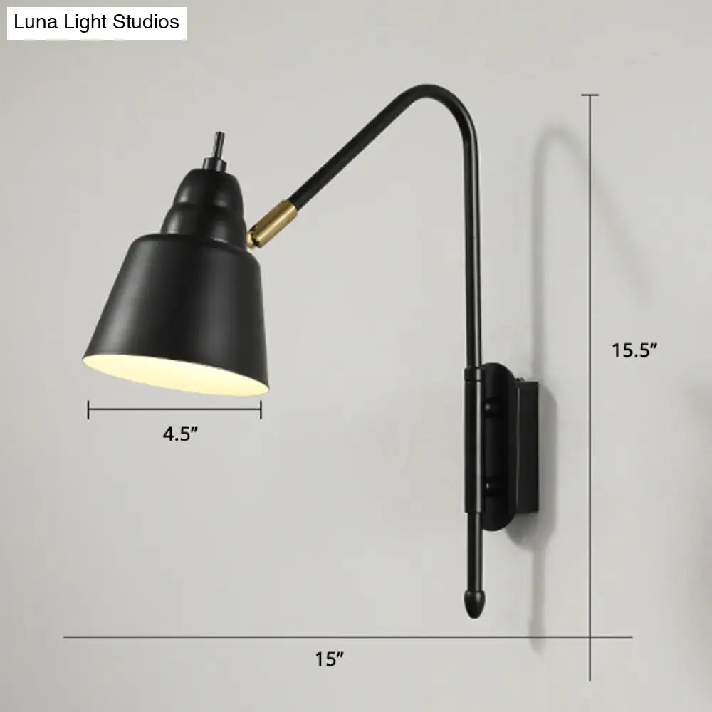 Swivel Shade Wall Mount Light - Sleek Metal Bedside Reading Lamp With V-Shaped Arm