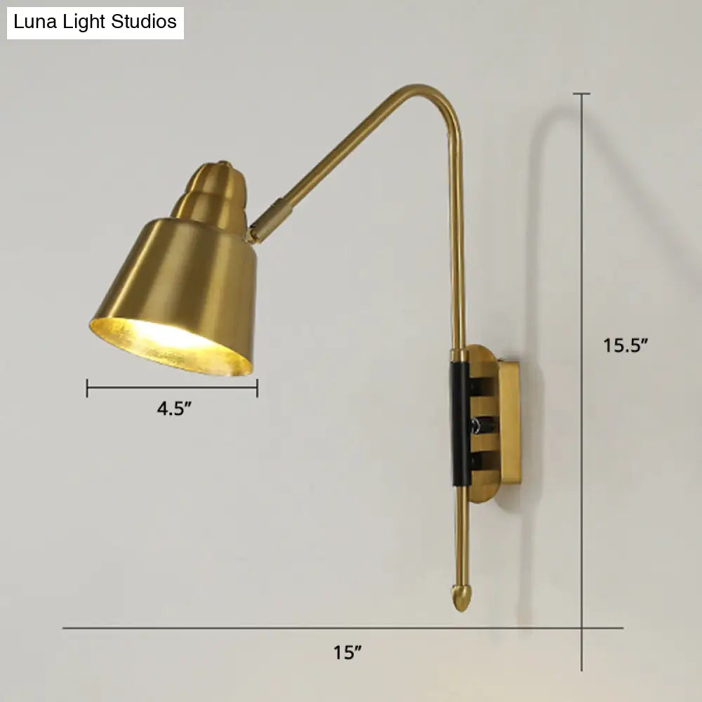 Swivel Shade Wall Mount Light - Sleek Metal Bedside Reading Lamp With V-Shaped Arm