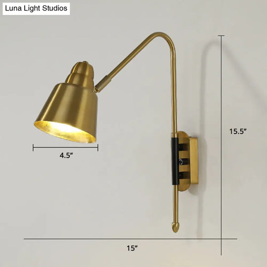 Swivel Shade Wall Mount Light - Sleek Metal Bedside Reading Lamp With V-Shaped Arm