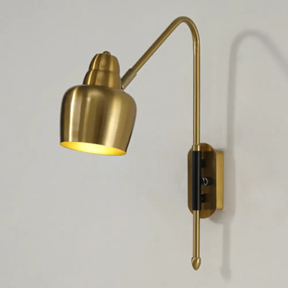 Swivel Shade Wall Mount Light - Sleek Metal Bedside Reading Lamp With V-Shaped Arm Gold / Cylinder