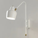 Swivel Shade Wall Mount Light - Sleek Metal Bedside Reading Lamp With V-Shaped Arm White / Cylinder