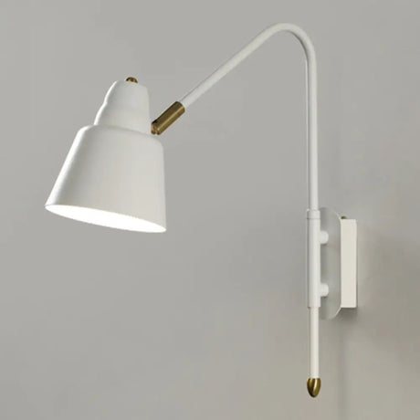 Swivel Shade Wall Mount Light - Sleek Metal Bedside Reading Lamp With V-Shaped Arm White / Wide