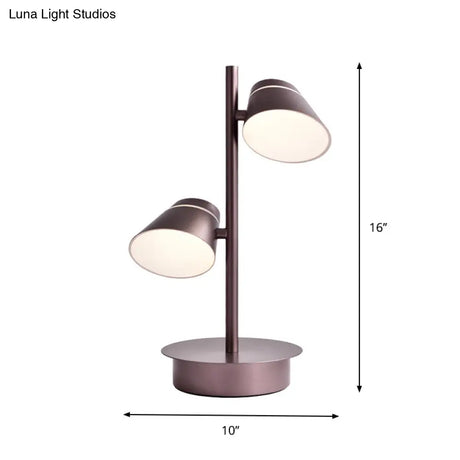 Swivelable Angled Cone Shade Night Lamp - Modern Metal Bedside Table Lighting (Coffee)